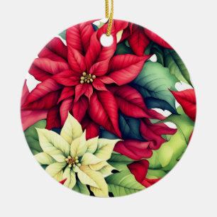 Adorno De Cerámica Flores de Poinsettia
