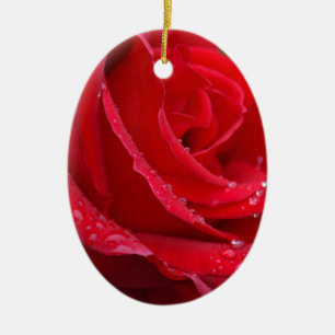 Adorno De Cerámica Flores de rosa rojas únicas