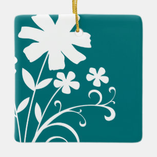 Adorno De Cerámica FLORES DE SALVAJES verde azulados