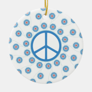 Adorno De Cerámica Flores de signos de paz