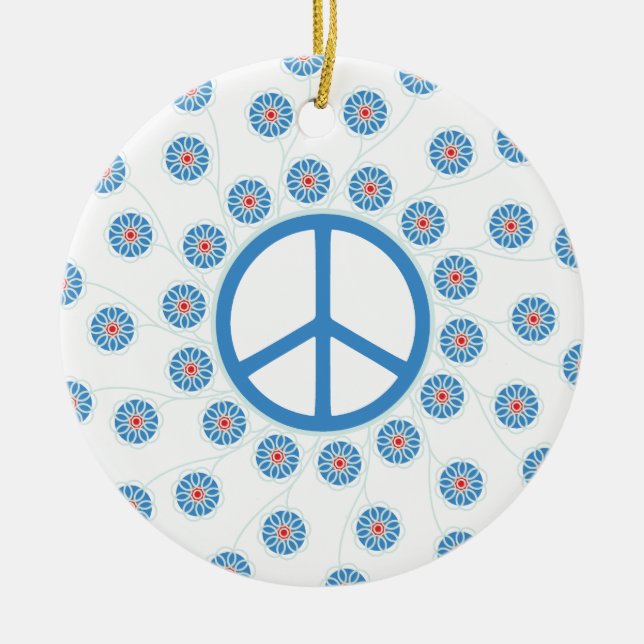 Adorno De Cerámica Flores de signos de paz (Frente)