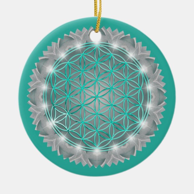 Adorno De Cerámica FLORES DE VIDA - Luz de Geometrio Sagrada 2 (Frente)