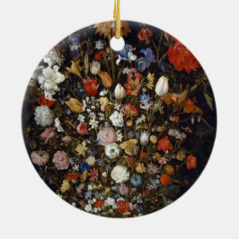 Adorno De Cerámica Flores en un barco de madera (por Jan Brueghel)