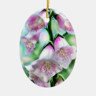 Adorno De Cerámica Flores florales Foxglove Flor Blanco Verde Rosa