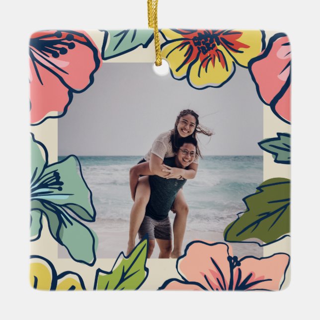 Adorno De Cerámica Flores hawaianas de Aloha (Anverso)