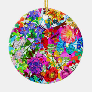 Adorno De Cerámica Flores mágicas de colores lindos