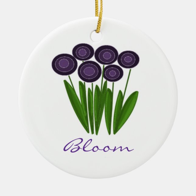 Adorno De Cerámica Flores Moradas de Moda (Frente)