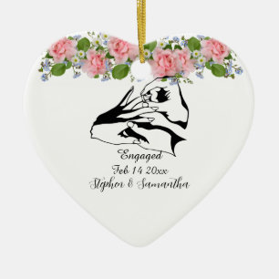 Adorno De Cerámica Flores personalizadas de compromiso de pareja comp