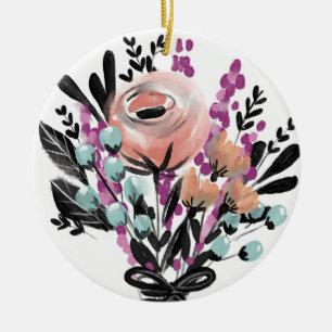 ADORNO DE CERÁMICA FLORES PINTADOS