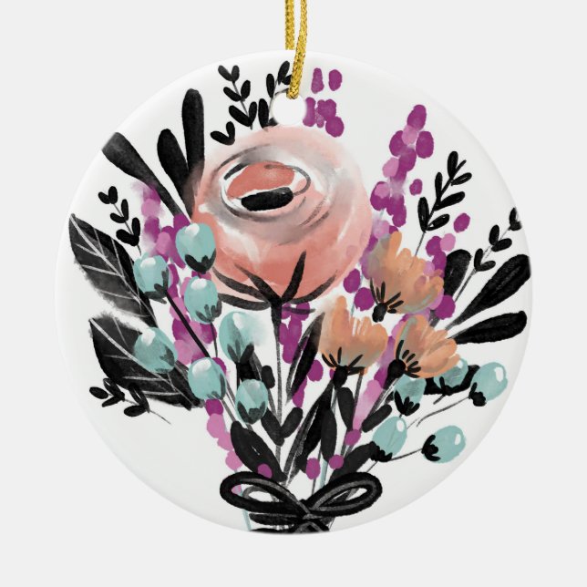 ADORNO DE CERÁMICA FLORES PINTADOS (Frente)