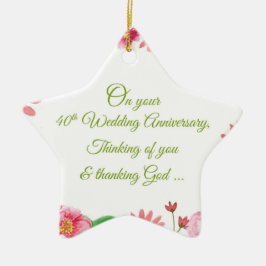 Adorno De Cerámica Flores religiosas para el 40º aniversario de bodas