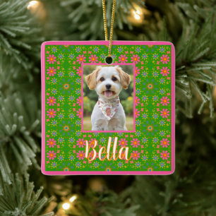 Adorno De Cerámica Flores retro Naranja azul rosado mariposas