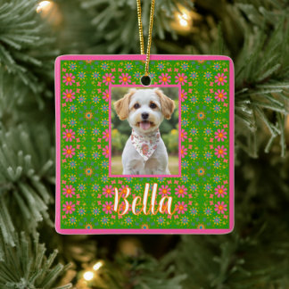 Adorno De Cerámica Flores retro Naranja azul rosado mariposas