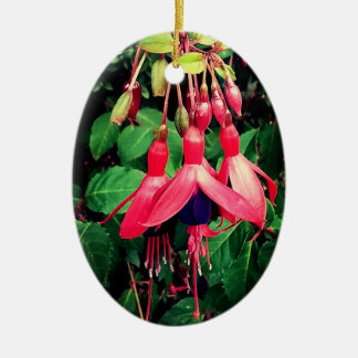 Adorno De Cerámica Flores rojas y violetas