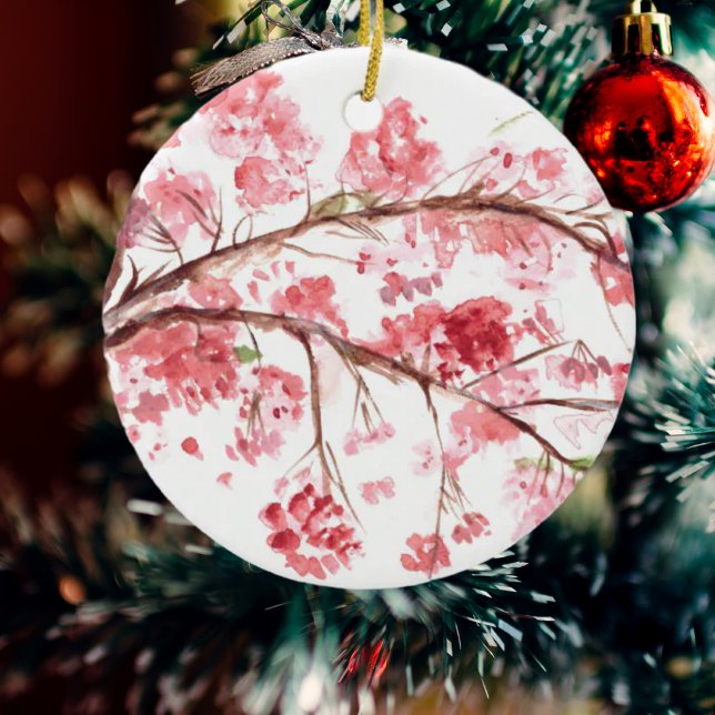 Adorno De Cerámica Flores rosa de cerezo flor sakura acuarela (Subido por el creador)