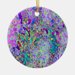 Adorno De Cerámica Flores rosadas y moradas trippy