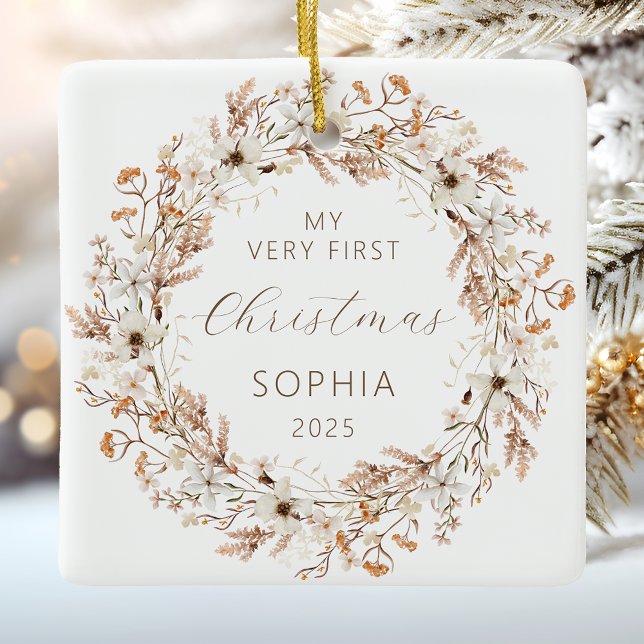 Adorno De Cerámica Flores salvajes navideñas: bebé personalizado (Subido por el creador)