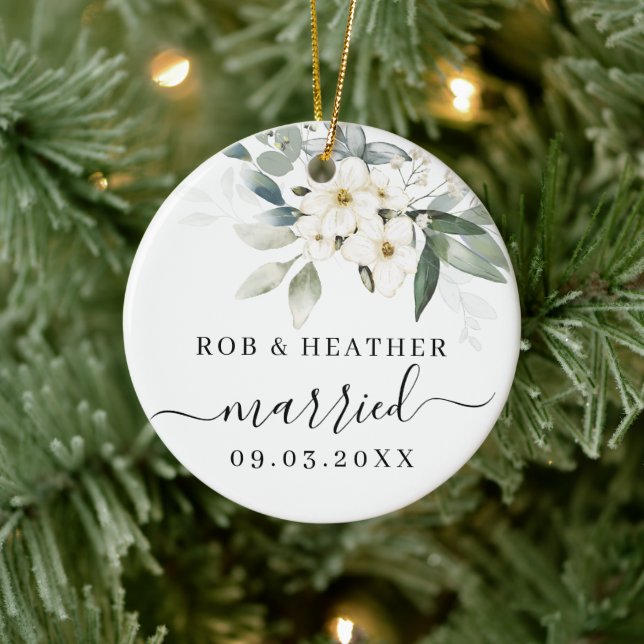 Adorno De Cerámica Flores silvestres elegantes personalizadas casadas (Árbol)