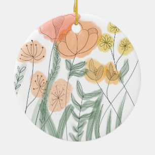 Adorno De Cerámica Flores silvestres Naranja