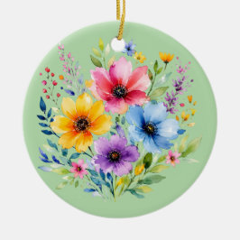 Adorno De Cerámica Flores silvestres pintadas a la acuarela