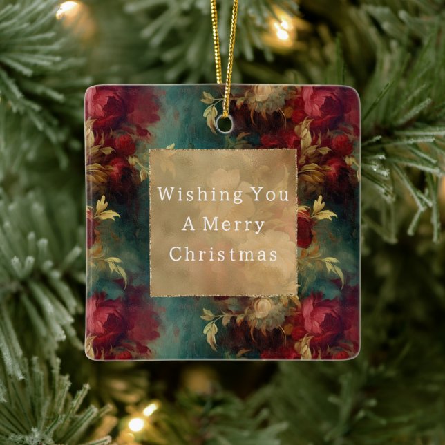 Adorno De Cerámica Flores verdes blancas rojas (Árbol)