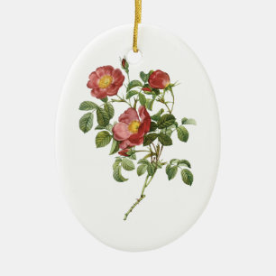 Adorno De Cerámica Flores Vintage Floral Rosa Roja del Amor por Redou