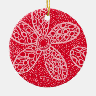 Adorno De Cerámica Flores y corazones