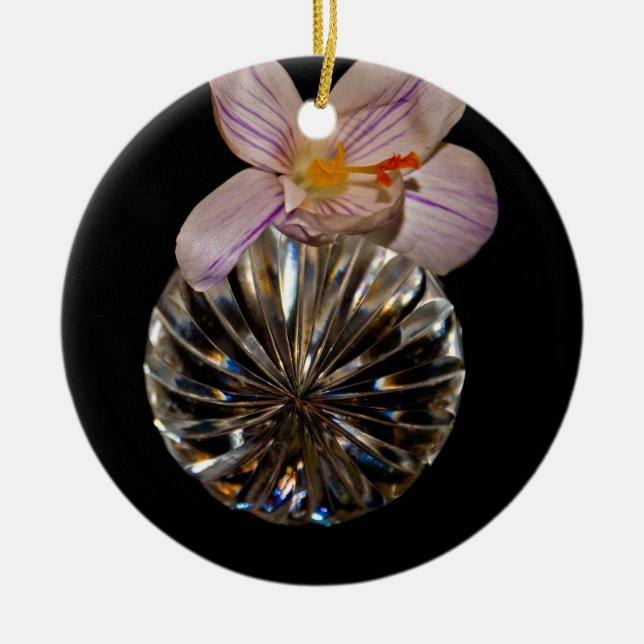 Adorno De Cerámica Flores y cristal (Frente)