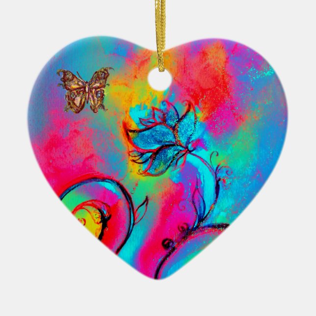 ADORNO DE CERÁMICA FLORES Y MARIPOSAS SIMILARES (Frente)