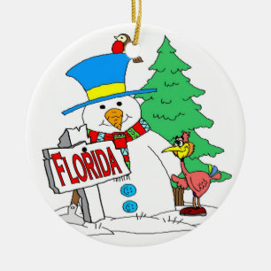 Adorno De Cerámica Florida Snowman