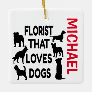 Adorno De Cerámica Florist ama a los perros PERSONALIZADO