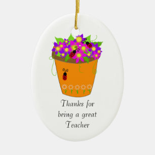 Adorno De Cerámica Flower Pot Teacher Gracias
