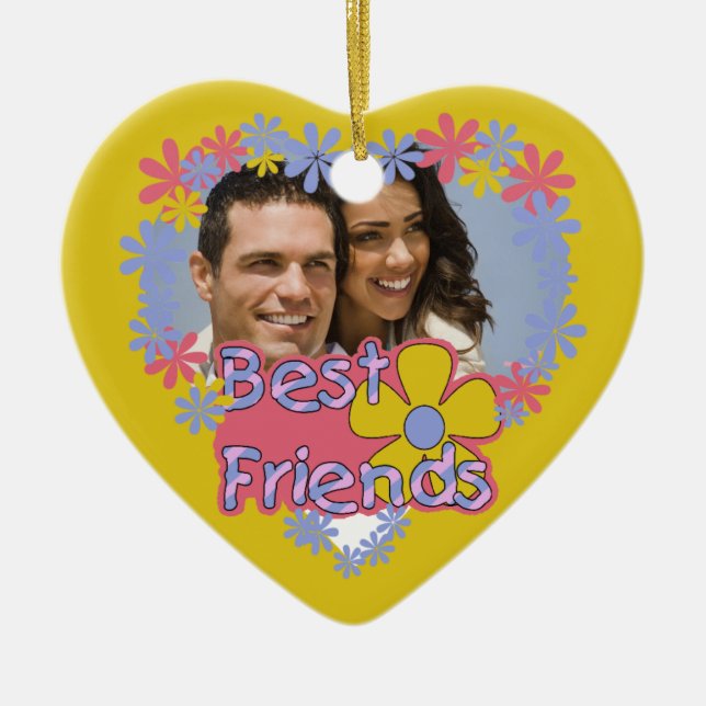 Adorno De Cerámica Flower Power Best Friends Photo Keepsake (Frente)