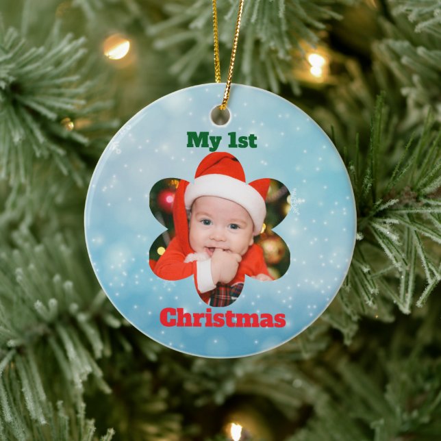Adorno De Cerámica Flower Shape My 1st Christmas Photo (Árbol)