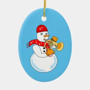 Adorno De Cerámica Flugelhorn Snowman