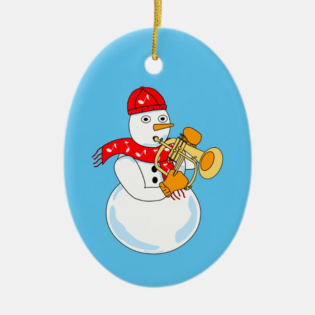 Adorno De Cerámica Flugelhorn Snowman (Frente)