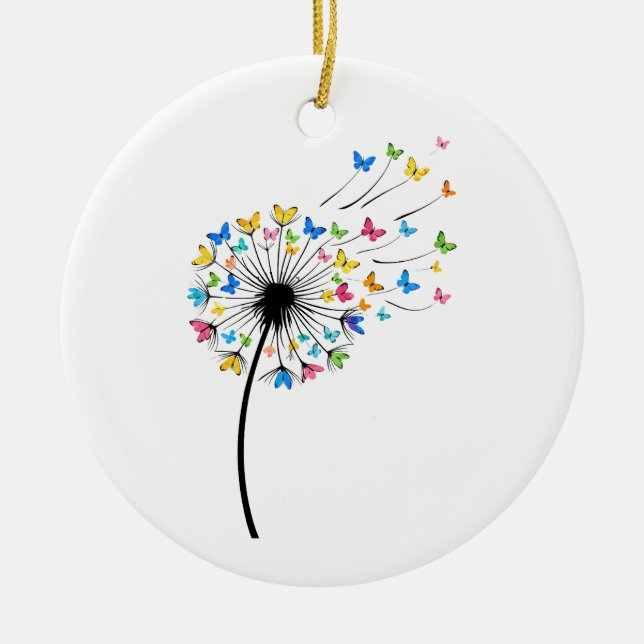 Adorno De Cerámica Flujo de mariposas de diente de león (Frente)