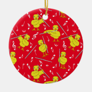 Adorno De Cerámica Flute Chick Flutes Music Notes Ceramic Ornament