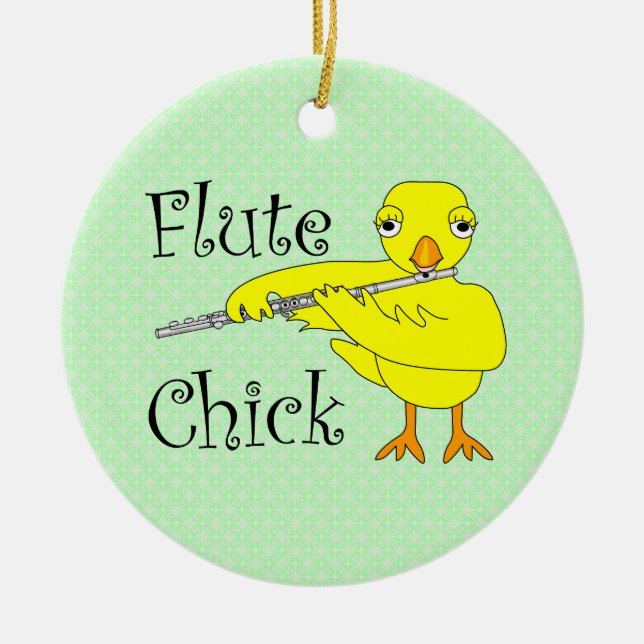 Adorno De Cerámica Flute Chick Text (Frente)