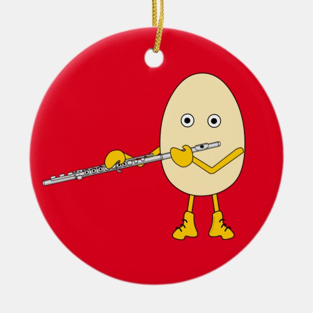 Adorno De Cerámica Flute Jugando Egghead (Frente)