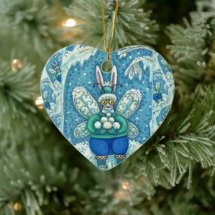 ADORNO DE CERÁMICA FLUTTERBUN PAISAJE INVERNAL, CONEJO PAYASO