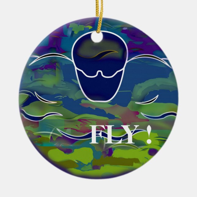 Adorno De Cerámica Fly Swim Ornament (Frente)