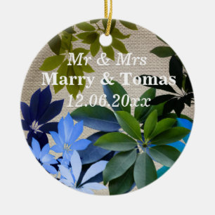 Adorno De Cerámica Foliage, Botanical Art Save the date Ornament