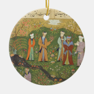 Adorno De Cerámica Folio 39, escena del jardín de A, del 'Bustan de
