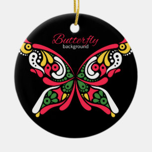 Adorno De Cerámica Fondo con hermosa mariposa. Ilustración del tatuaj