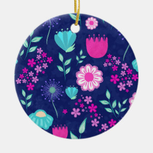 Adorno De Cerámica Fondo de patrón floral corto