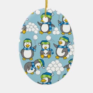 Adorno De Cerámica Fondo de pequeños pingüinos