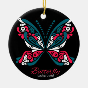 Adorno De Cerámica Fondo vectorial con hermosa mariposa. tatuaje