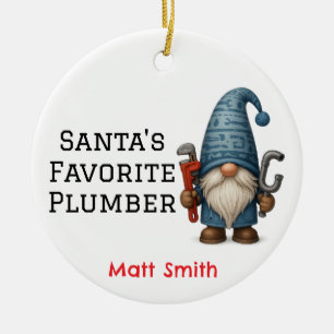 Adorno De Cerámica Fontanero/Handyman favorito personalizado de Santa