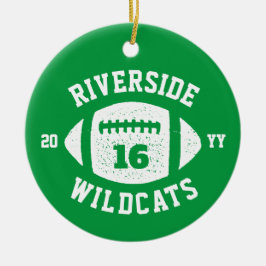 Adorno De Cerámica Football player green team photo holiday